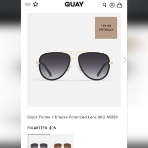 QUAY ALL IN MEDIUM BLACK SMOKE POLARIZED SUNGLASSES